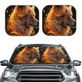 thumbnail image 2 of Honeii Gold Flame Pattern Wolf Print Foldable Car Sun Shade for Windshield, 2-Piece UV Protection Shade, Protects Car Interior, Ideal for Cars, Trucks, SUVs-Large, 2 of 6