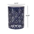 thumbnail image 5 of COSMOS Navy Blue Outdoor Metal End Table with Floral Iron Cut Design, Large Accent Table for Patio, Garden, or Living Room, 5 of 8