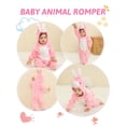 thumbnail image 2 of MICHLEY Unisex Infant Toddler Animal Flannel Hooded Romper Jumpsuit, Fall Winter Warm Soft One-Piece Onesie, Machine Washable, 0-3T, 2 of 7