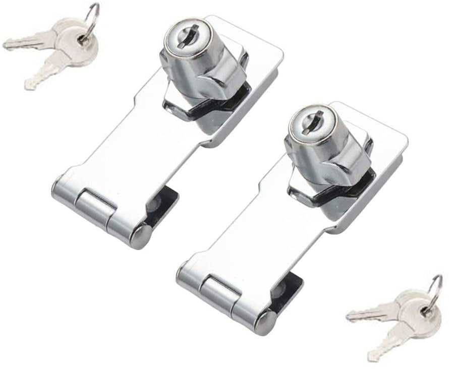 2 Packs Keyed Hasp Locks Twist Knob Keyed Locking Hasp for Small Doors