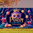 thumbnail image 6 of Colorful Happy Purim Banner Festive Purim Display Carnival Clown Hat Festive Backdrop for Purim Celebration Costume Party Indoor Decor, 6 of 9