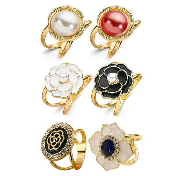 6Pcs Stylish Scarf Buckle Bundle Trendy Brooch Fasteners for Scarves Belt Clips
