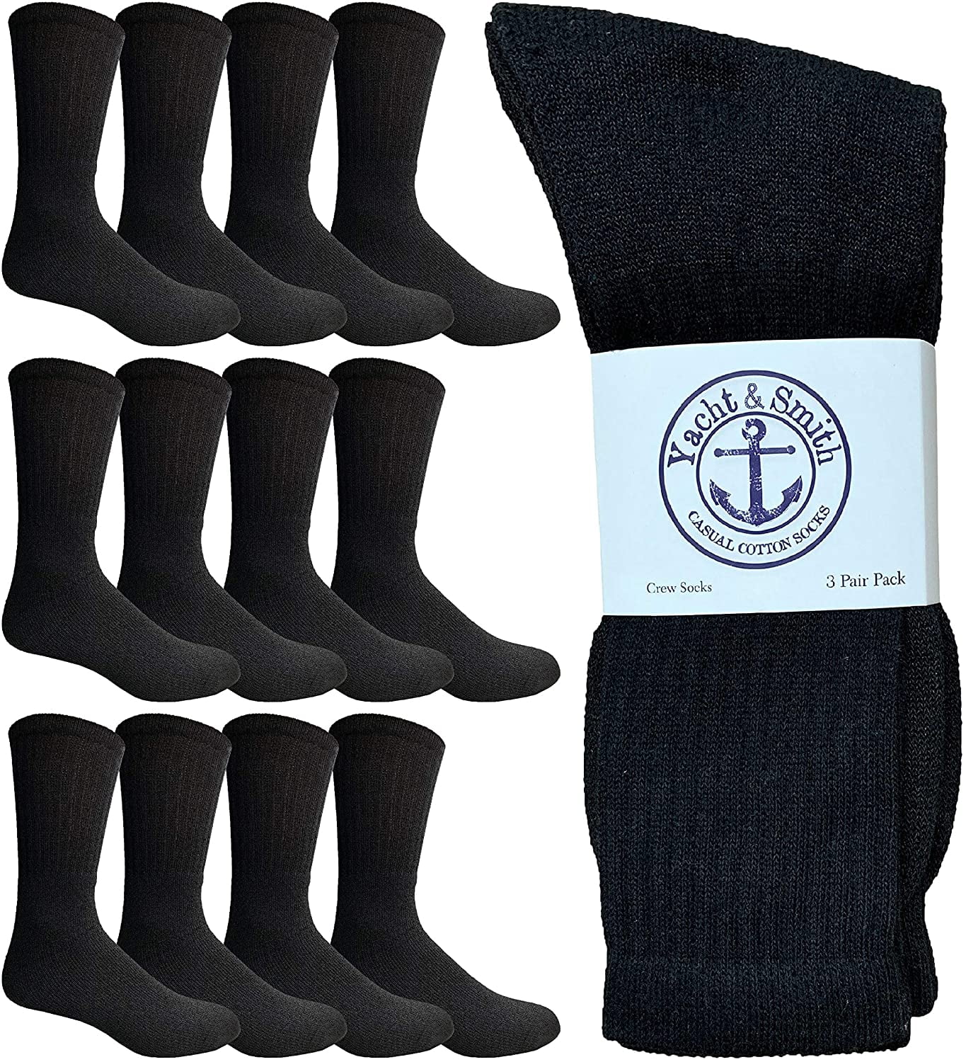 SOCKS'NBULK SOCKS'NBULK Wholesale Bulk Mens Crew Socks, Cotton Big