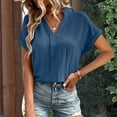 thumbnail image 2 of Women's V Neck Ruffle Sleeve Blouse Business Casual Tops Fashion Comfortable Soft Stretch Wear Stylish Elegant Tee, 2 of 2