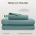 thumbnail image 3 of Softest 100% Cotton Sheets, Twin XL Sheets Set, 400 Thread Count Sateen Bedding for Dorm Rooms & Adults, Deep Pocket Sheets, Cooling Sheets (Teal), 3 of 13