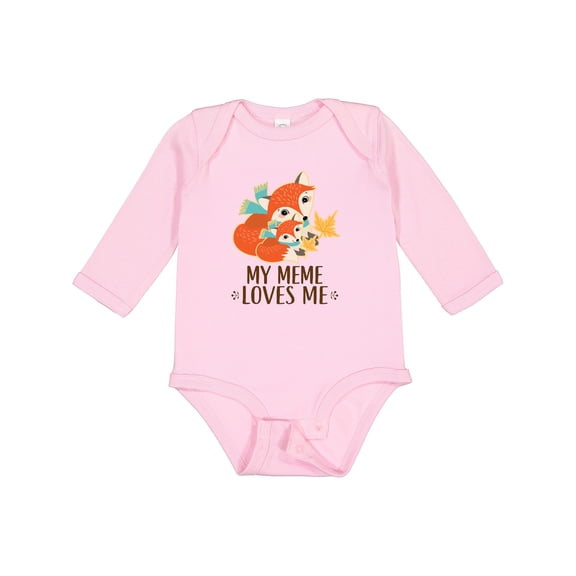 Inktastic Meme Loves Me Grandchild Fox Boys or Girls Long Sleeve Baby Bodysuit