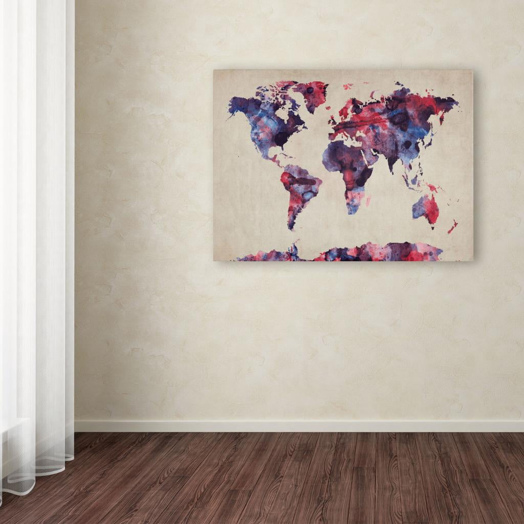 Trademark Art 'Watercolor Map' Canvas Art by Michael Tompsett