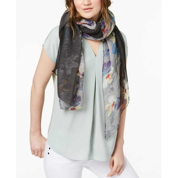 Cejon | Ombre Bloom Chiffon Orchid Bloom Scarf | Black