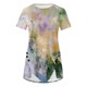thumbnail image 3 of Blusas de Manga Corta para las Mujeres Botón Impreso Cuello Redondo Top Casual, Blusas para las Mujeres Casual, 3 of 5