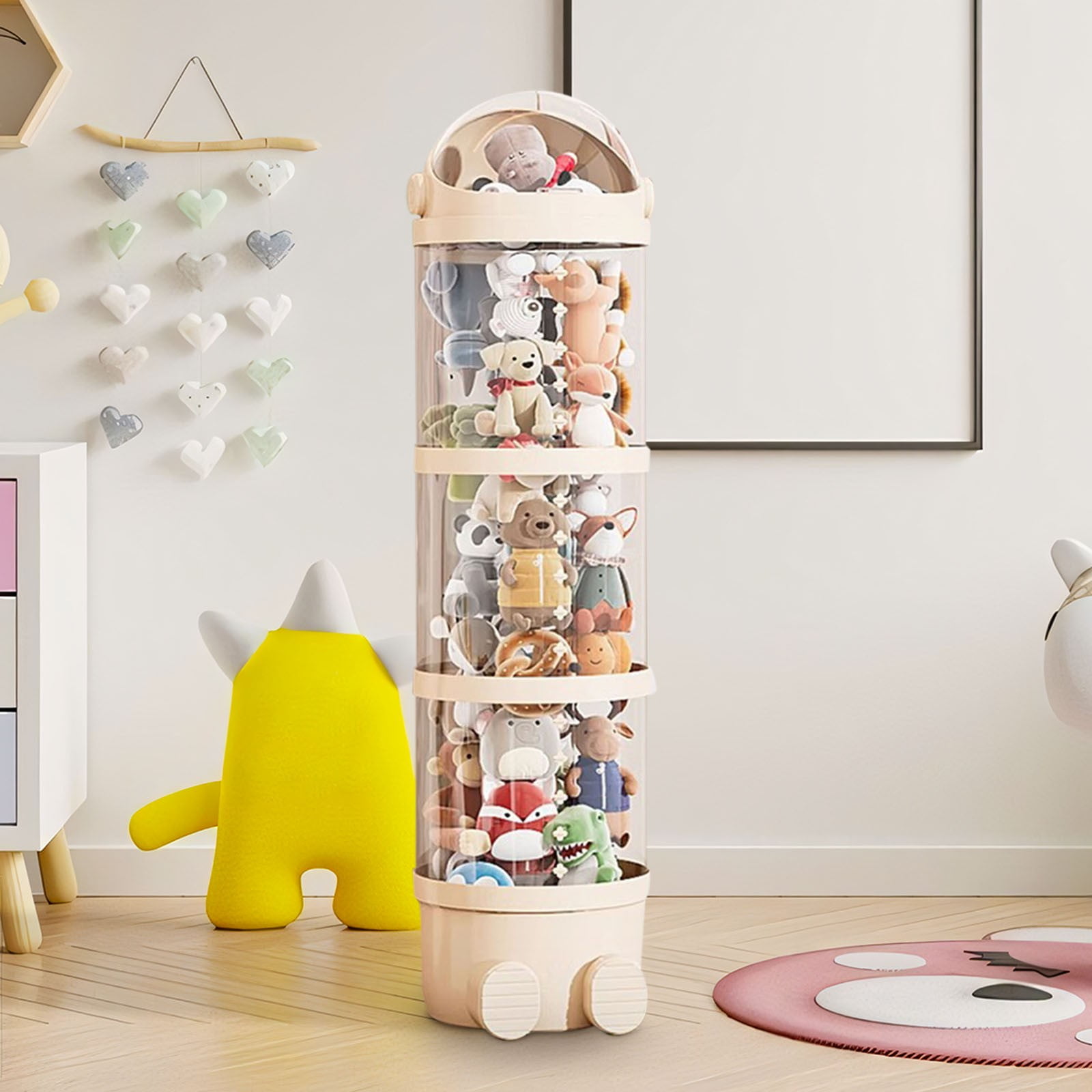 Mouliraty Vertical Toy Storage Tube Stuffed Animals Storage Tube Plushies Storage Stuffed Animals Organizer Tube Pet Transparent Bucket For Kids Toy OrganizerLarge Toy