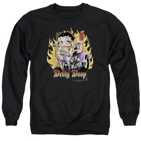 Betty Boop - Biker Flames Boop - Crewneck Sweatshirt - Large