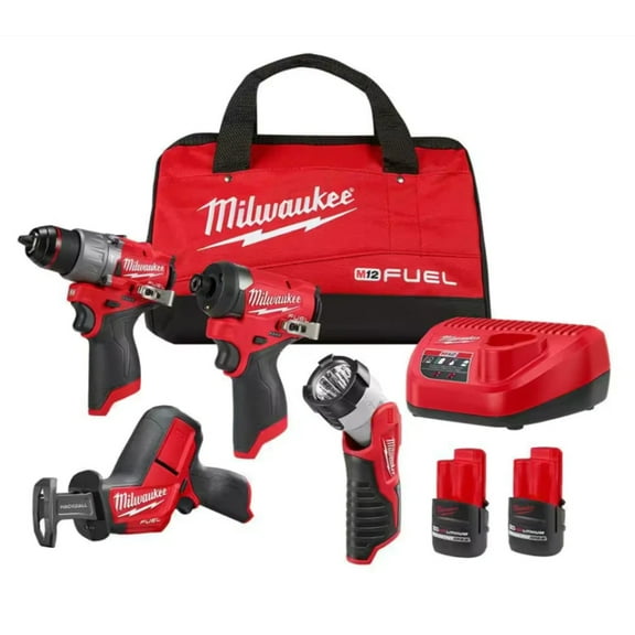M12 FUEL 12-Volt Lithium-Ion Brushless Cordless Combo Kit (4-Tool) - $170