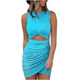 thumbnail image 3 of Women's 2023 Summer Sleeveless Tank Dresses Cut Out Twist Bodycon Wrap Party Evening Mini Dress, 3 of 5