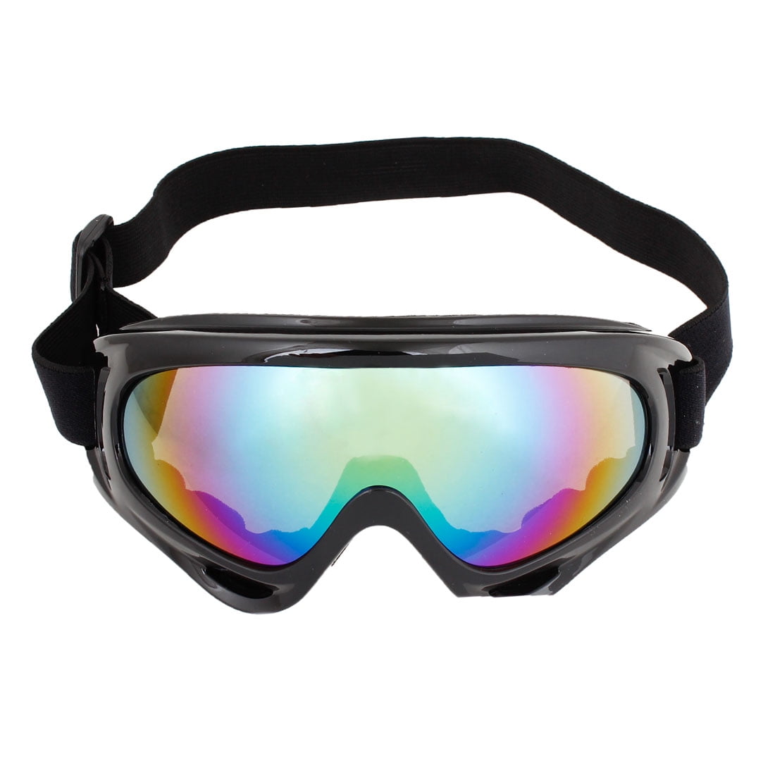 Woman Man Black Plastic Frame Colored Lens Sports Ski Goggles Glasses by