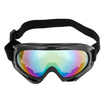 Woman Man Black Plastic Frame Colored Lens Sports Ski Goggles