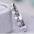 thumbnail image 3 of Amethyst Wedding Band Matching Band Engagement Ring Promise Ring 925 Sterling Silver Gemstone Jewelry For Women Gift, 3 of 5