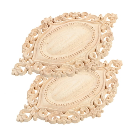 WHAMVOX 2Pcs Wooden Carved Onlay for Cabinets Doors 8.65X5.89X0.24in