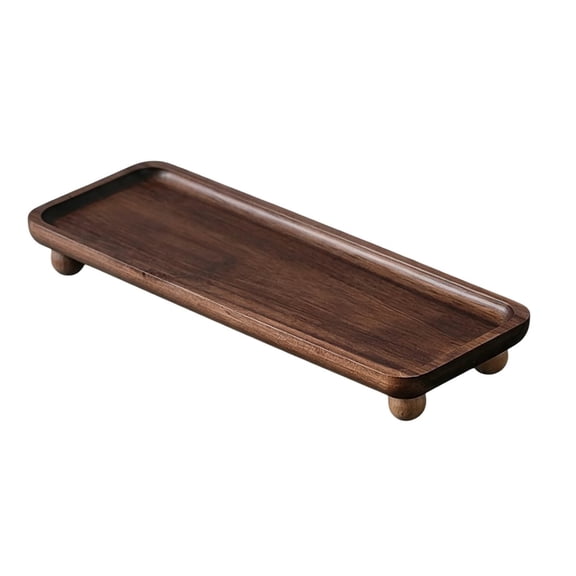 CookMate Raised Wooden Countertop Storage Tray Decorative Desktop Organizer For Vanity Kitchen Bathroom 28x10.5cm