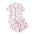 thumbnail image 3 of Summer Pajama Set Women Printed Short Sleeve Short Pants 2pcs Sets Pajama Casual Lightweight Comfy Loose Sleepwear with Pockets, 3 of 5