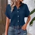 thumbnail image 6 of Blouses for Women Womens Tops Pleated Double Layer Chiffon Style Short Sleeve Relaxed Fit Everyday Office Daily Outfit Shirt, 6 of 6