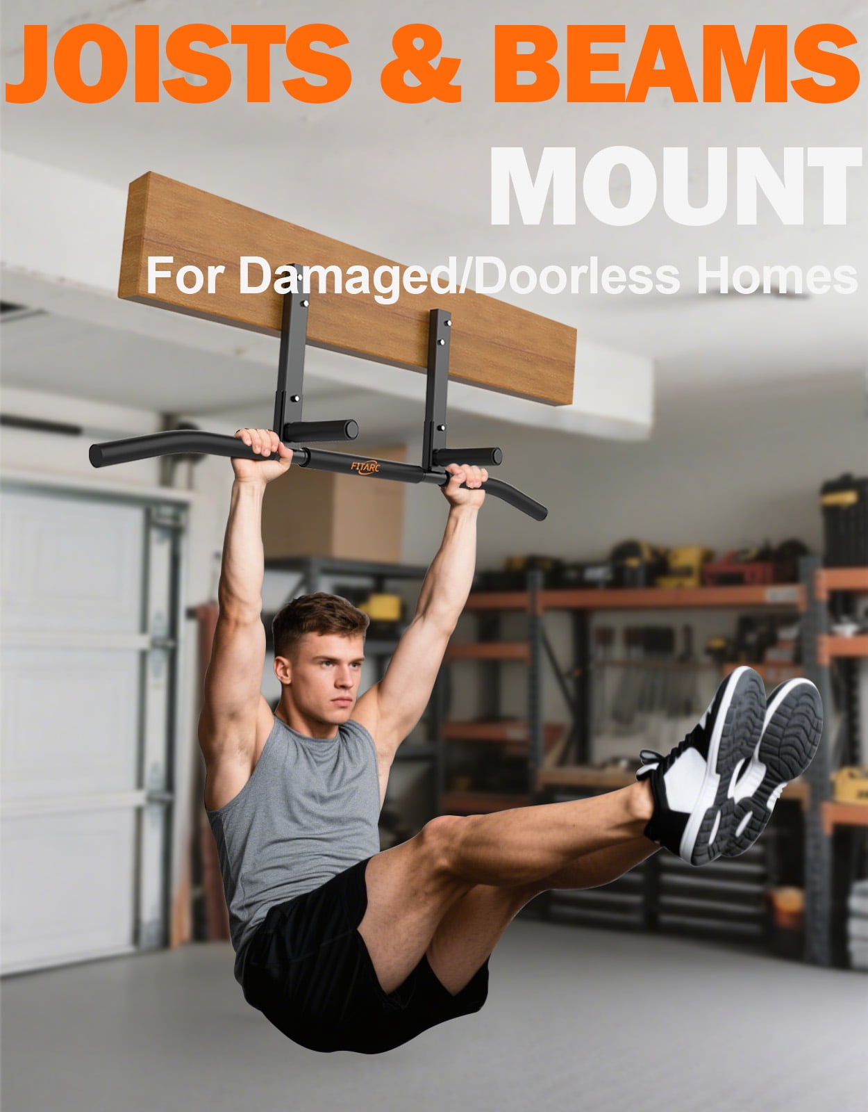 Fitarc Joist Mount Pull Up Bar, Chin Up Bar Ceiling Mount, Heavy Duty, Workout for Home Gym, 42 inch Wide -Patent Pending