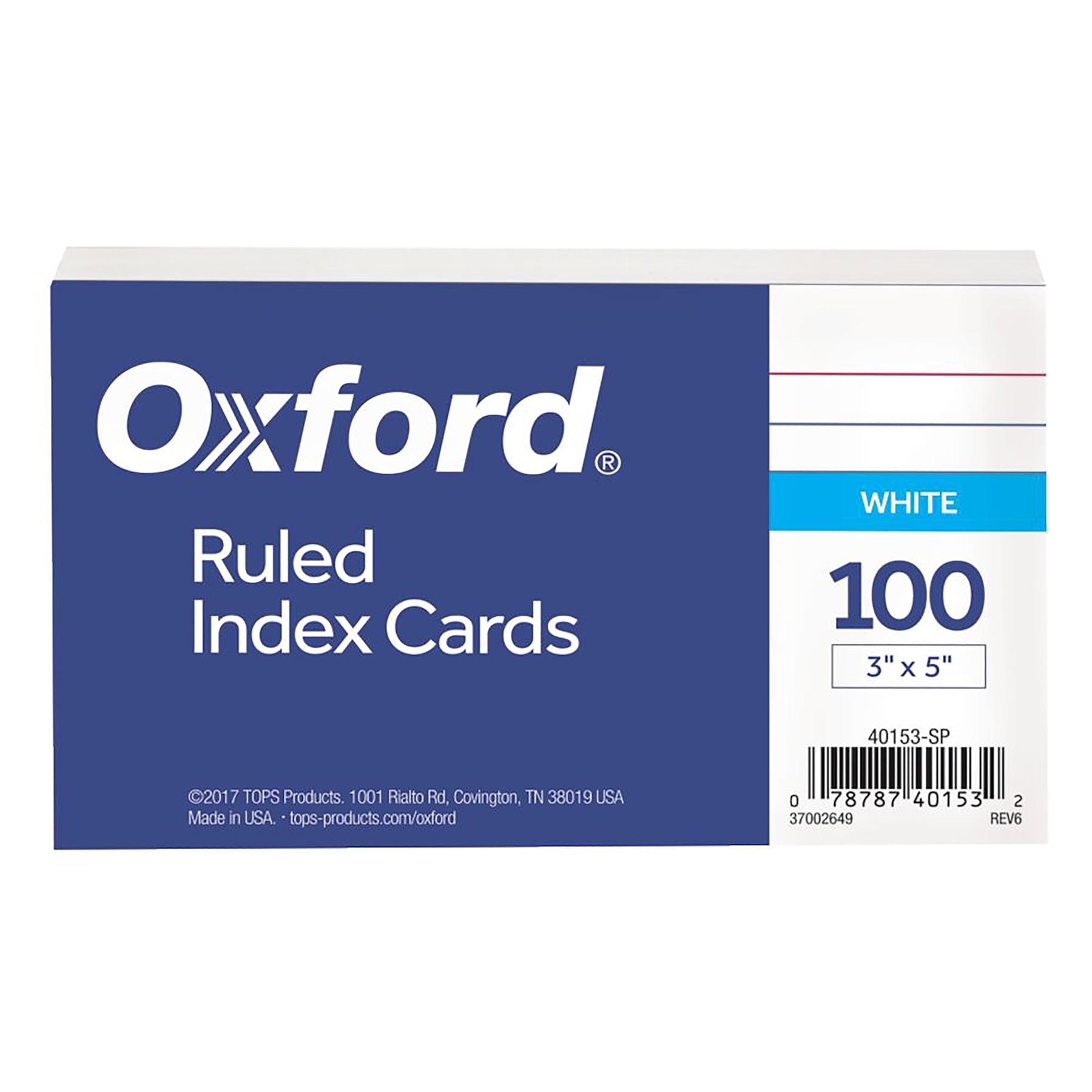 Oxford Index Cards, 3" x 5", Ruled, 100 Per Pack, 12 Packs