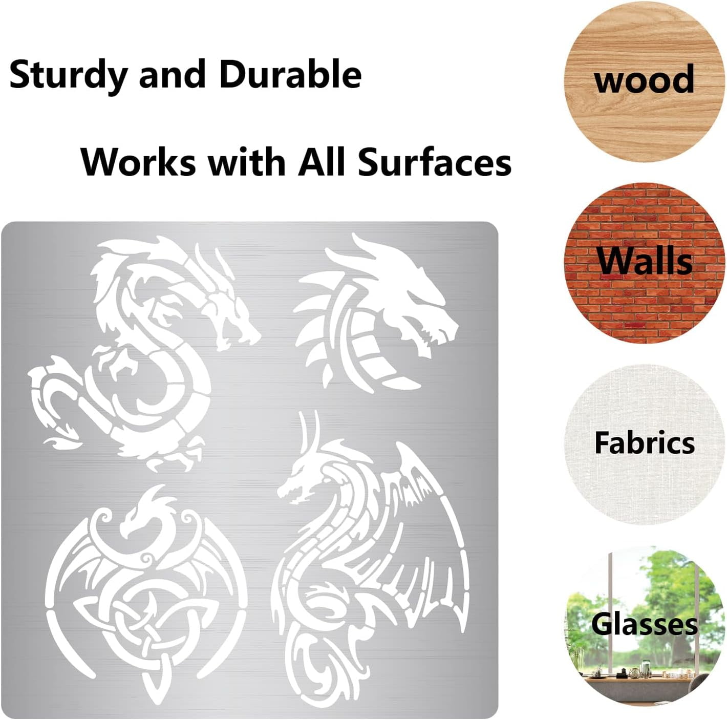 Alinacutle Two Dragons Metal Stencils,Wood Burning Stencils,Stainless Steel  Stencils Kit,Templates Tool for Wood Carving,Engraving and Scrapbooking