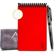Rocketbook Mini Smart Reusable Notepad - Red - Mini Size Eco-friendly Notepad (3.5" x 5.5") - 48 Dot-Grid Pages - Includes 1 Pen and Microfiber Cloth