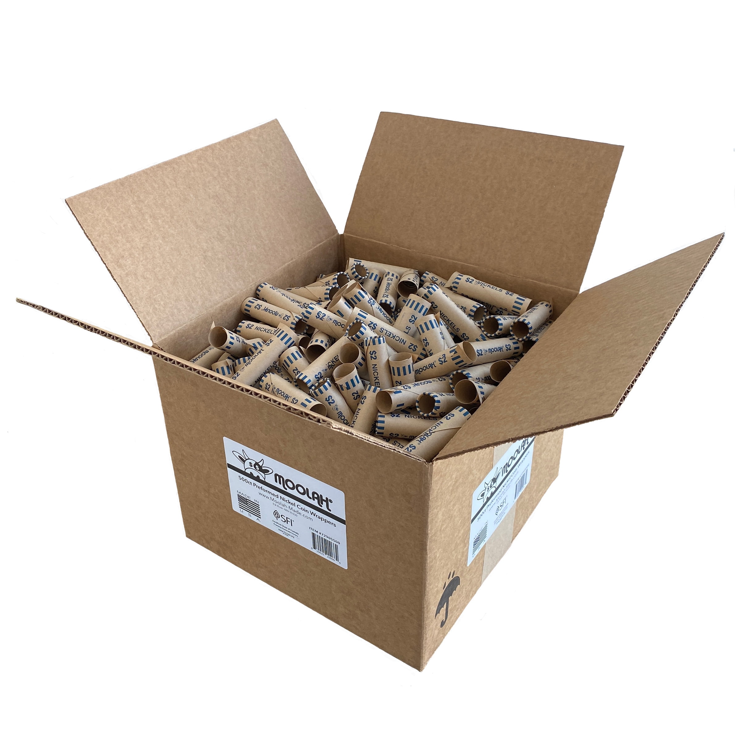 MOOLAH Preformed Nickel Coin Wrappers, 500 Count
