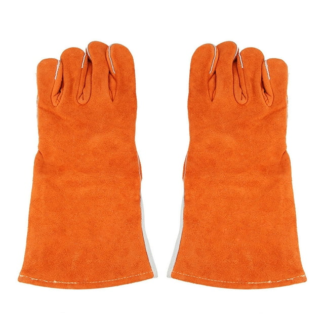 35mm Work Protection Cow Leather Welding Gloves Fireproof Safety Protection Equipment(Thick)