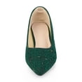 thumbnail image 6 of BLISSFUL STEP Women's Pointy Toe Tweed Plaid Knitted Printing Block Heels Pumps Green 6, 6 of 8