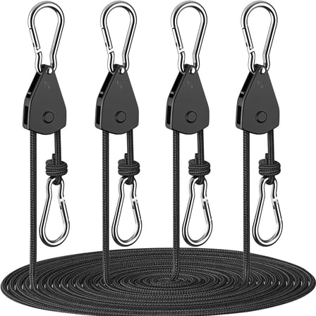Rope Tie Downs Ratchet: Pack of Grow Light Hangers Adjustable - Mini Ratchet Straps for Hanging and Strapping