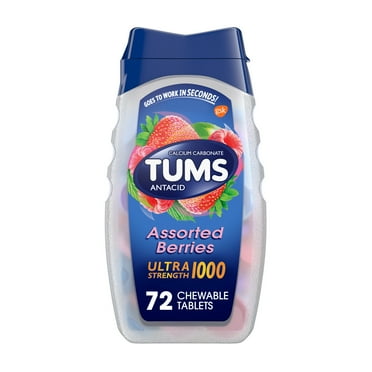 Tums Ultra Strength Heartburn Relief Chewable Antacid Tablets, Berry, 72 Count