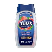 Tums Ultra Strength Heartburn Relief Chewable Antacid Tablets, Berry, 72 Count