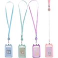 thumbnail image 1 of Dosaele 4 Pcs Porte-Badge en Forme d'Oreille de Chat Réglable avec Lanière Rétractable Étui Protecteur de Nom en Forme d'Animal de Dessin Animé Transparent Étanche Vertical, 1 of 5