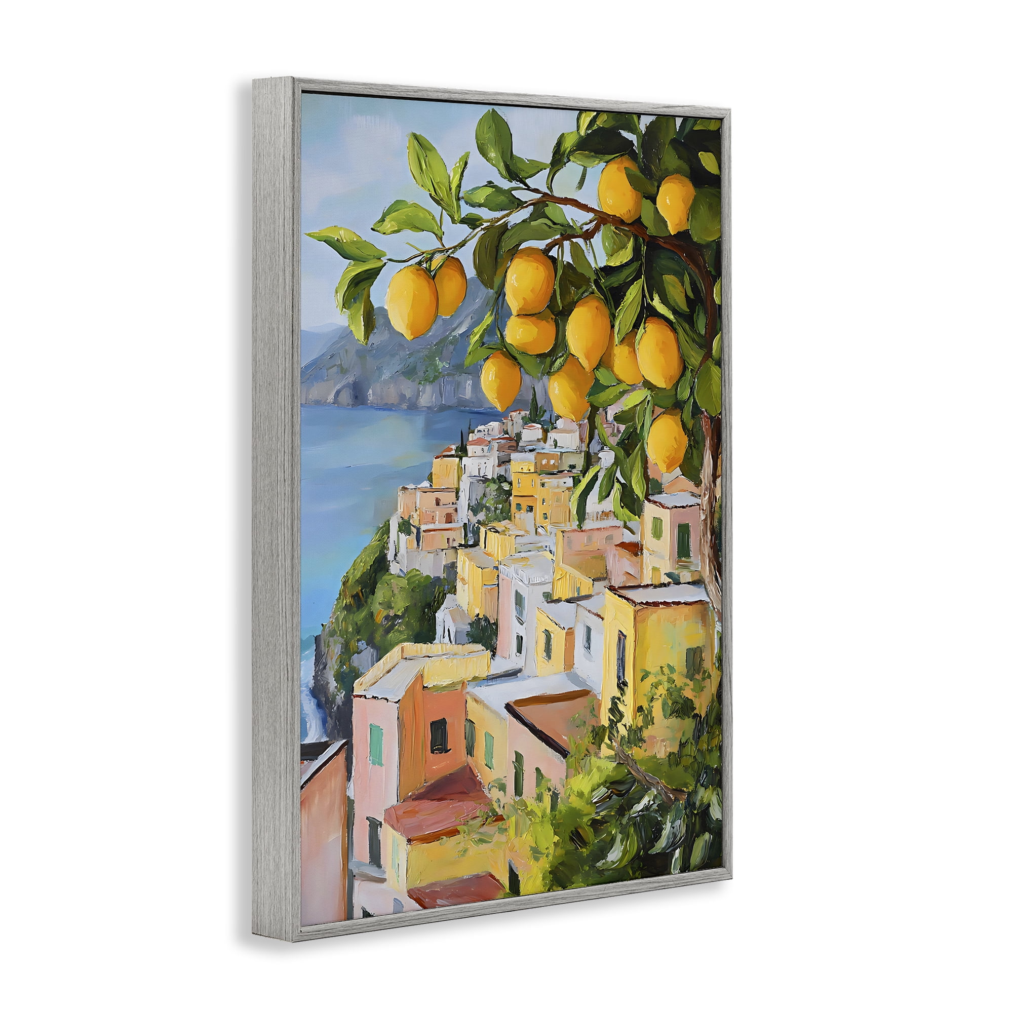 Stupell Industries Mediterranean Lemon Tree Scenery Gray Framed Giclee Art, design by Creative Studio