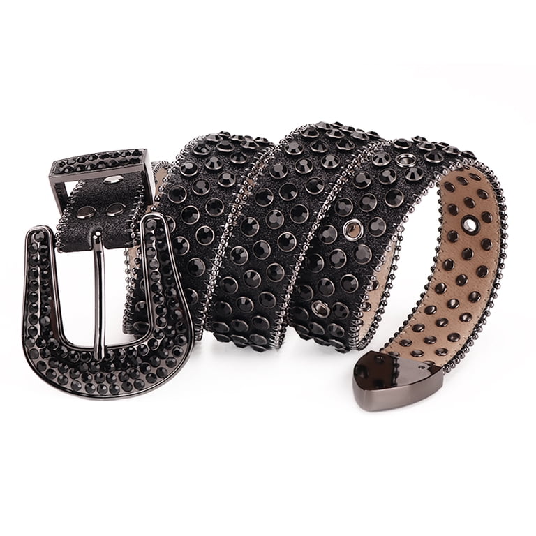 Tengmei Men Women Rhinestone Belt Luxury Strap Leather  display picture 1