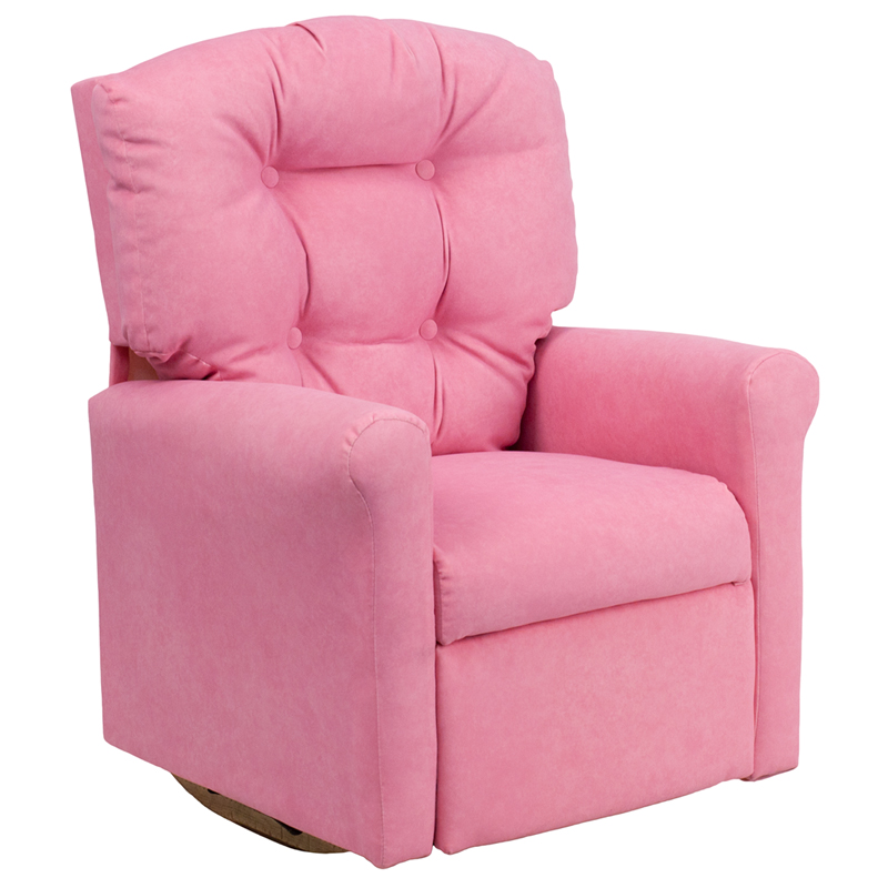Kids Pink Microfiber Rocker Recliner