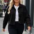 thumbnail image 4 of Iyufng Womens Collared Cropped Corduroy Jackets Button Down Open Front Long Sleeve Casual Shacket Outerwear, 4 of 9