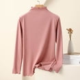 thumbnail image 3 of Fanxing Women's Long Sleeve Tops Solid Color Ruffles Shirts Dressy Casual Mock Neck Blouses Pink,M, 3 of 8