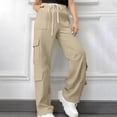 thumbnail image 5 of Karight Women's Wide Leg Sweatpants Drawstring Waist Baggy Cargo Pants Casual Trousers with Pockets, 5 of 8