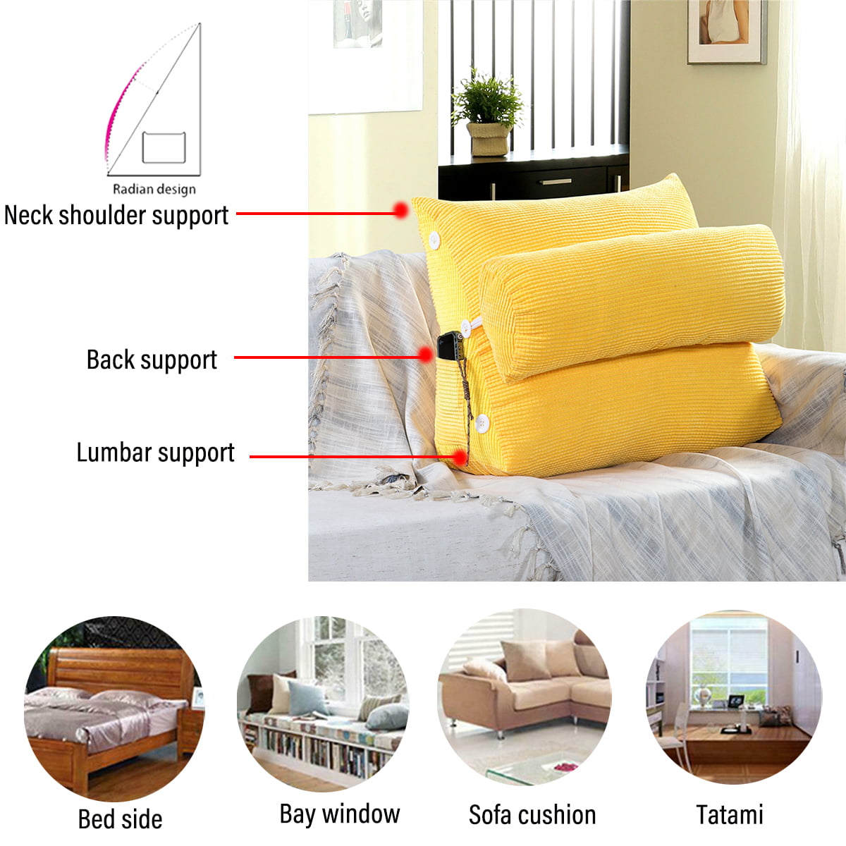 Ideal for Chair,Car Seat Lumbar Support Wedge Pillow for Lower Back Pain Relief Washable Butterfly Design Lumbar Support Bed Pillow YASUOA Ergonomic Memory Foam Sleeping Back Support Waist Pillow