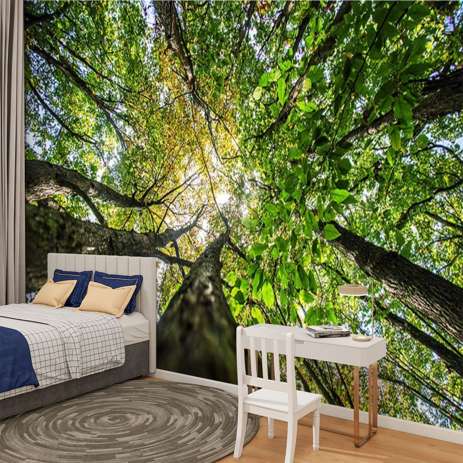 Peel and Stick Wallpaper Trees temperate rain forest Autumn Branch Plant Bright Modern Art Wall Mural Decor Self Adhesive and Removable 100in x 144in
