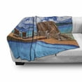 thumbnail image 3 of Beach Soft Flannel Fleece Throw Blanket, Relaxation Journey Vacation Holiday Resort Rock and Ocean Picture Print, Cozy Plush for Indoor and Outdoor Use, 70" x 90", Pale Brown Blue White, by Ambesonne, 3 of 6