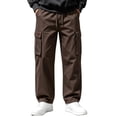 thumbnail image 3 of Diufon Cargo Pants for Men Elastic Waist Drawstring Straight Leg Loose Outdoor Hiking Pants with Multi Pockets, 3 of 9