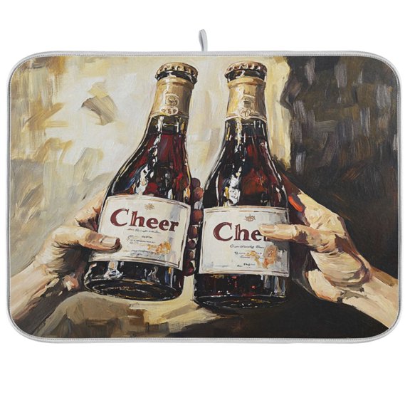 BZSMCE Dish Drying Mat Two Bottles Of Cheer Design Drying Mats