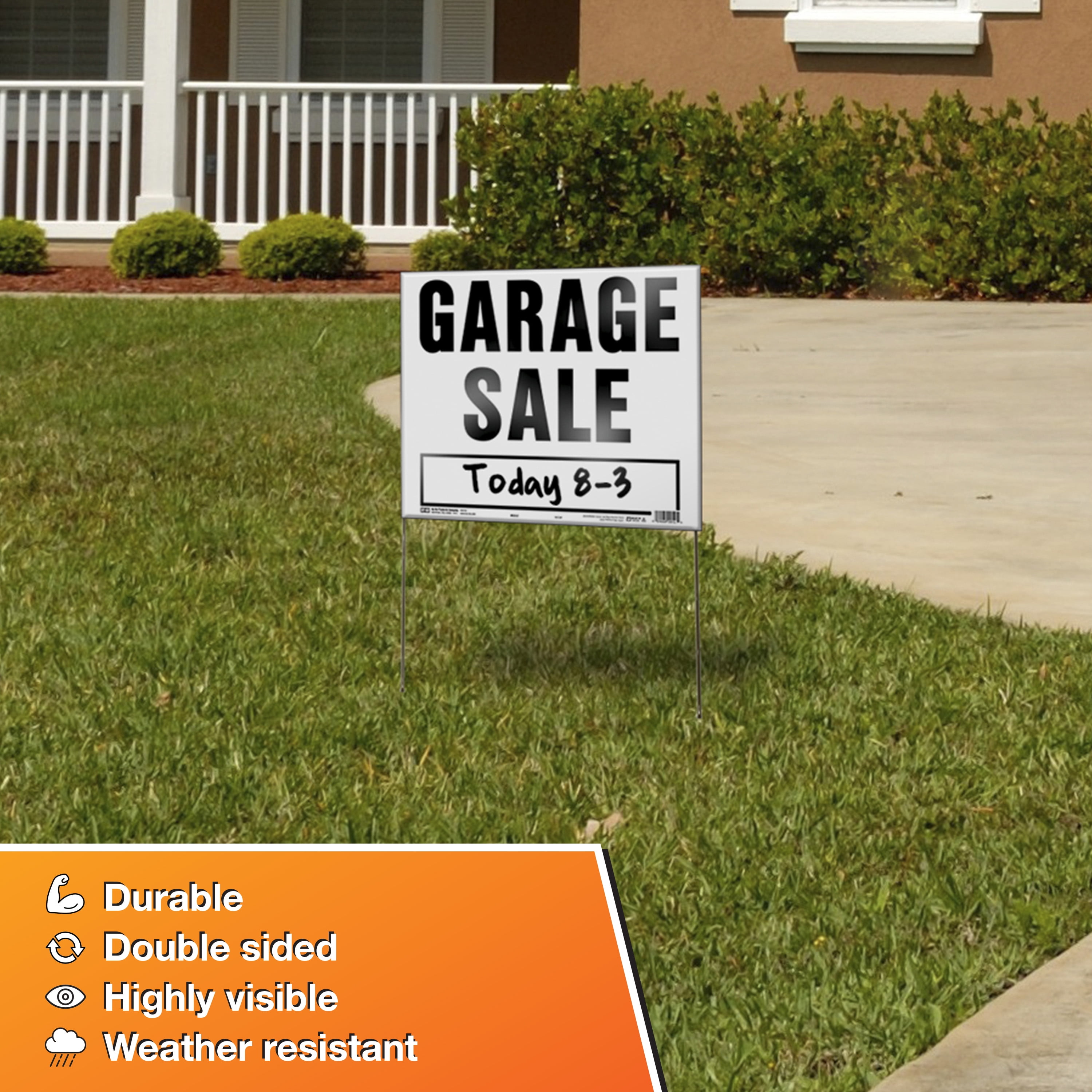 (3 pack) Hy-Ko 14" x 18" Plastic Garage Sale Sign