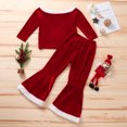 thumbnail image 2 of Kmbangi Christmas Little Girls Outfit, Off Shoulder Tops, Bell-bottomed Pants, 2 of 10