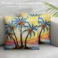 thumbnail image 3 of GOSMITH  Palm Tree Throw Pillow Cushion Cover, Colorful Cartoon Tropical Island Hawaiian Torch Seagulls Sunset Summer Theme, Decorative Square Accent Pillow Case, Blue Orange, 3 of 5