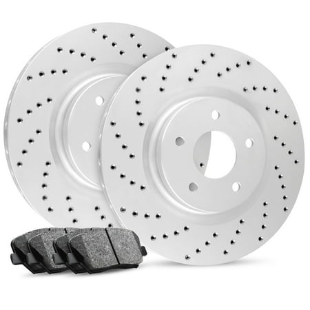 1994 1995 1996 1997 Honda Civic del Sol Front Premier Drilled Brake Rotors & Ceramic (Best Brake Pads For Honda Civic)